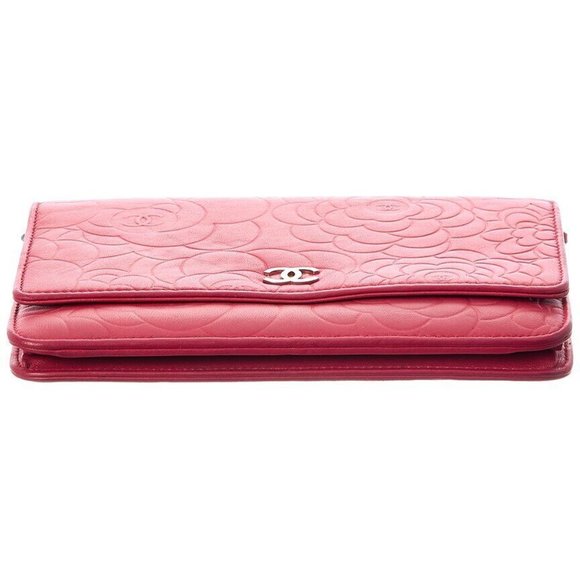 Wallet on a Chain WOC Lambskin Leather Pink Shoulder Bag - Picture 3 of 5